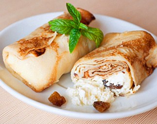 Блинчики из овсяной муки с творогом
